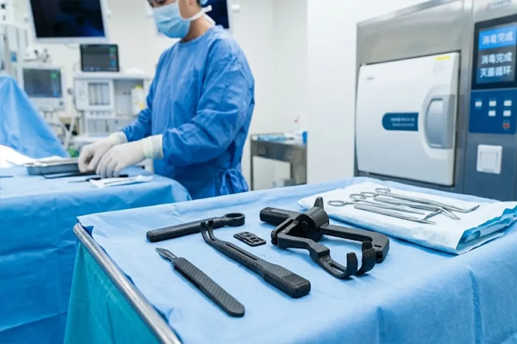 Durable and biocompatible carbon fiber medical components for clinical applications