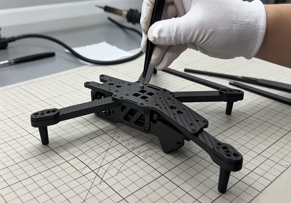 Custom carbon fiber UAV drone frame and parts projects