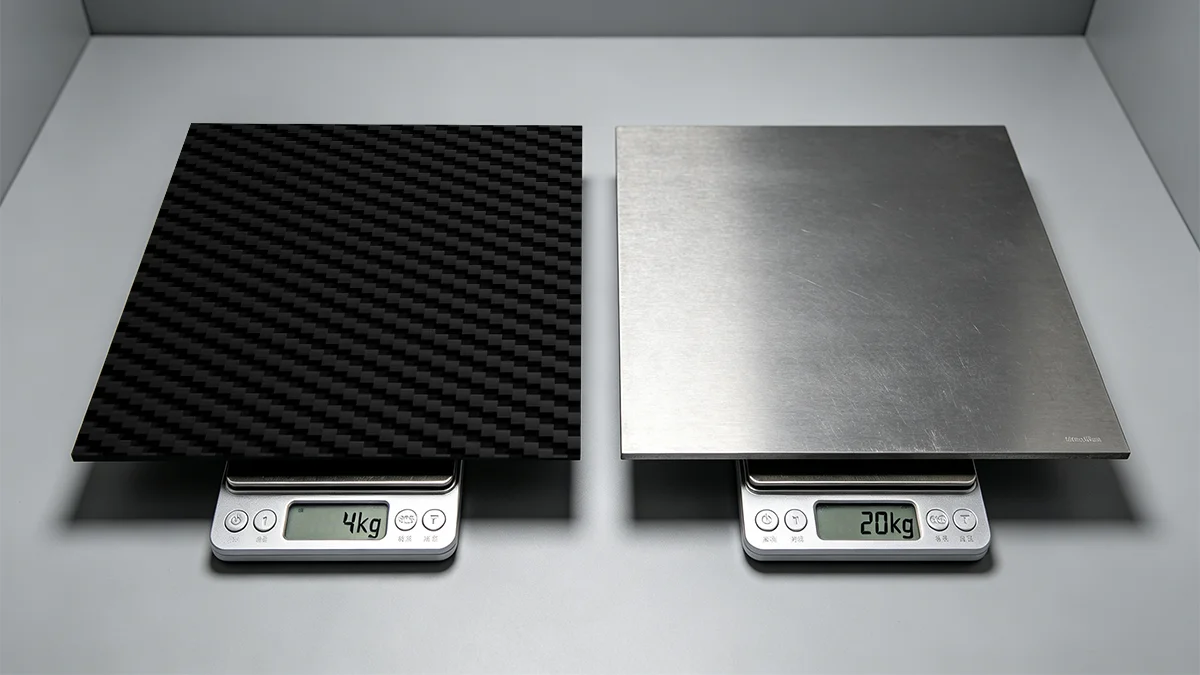 Carbon fiber sheet vs steel sheet weight comparison