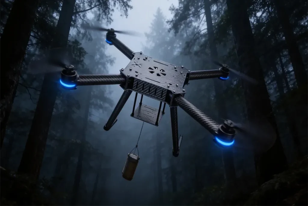 Carbon fiber drone structural components with high rigidity and impact resistance