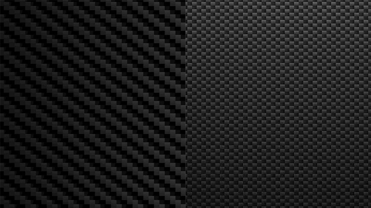 Plain weave and twill weave carbon fiber sheets side by side