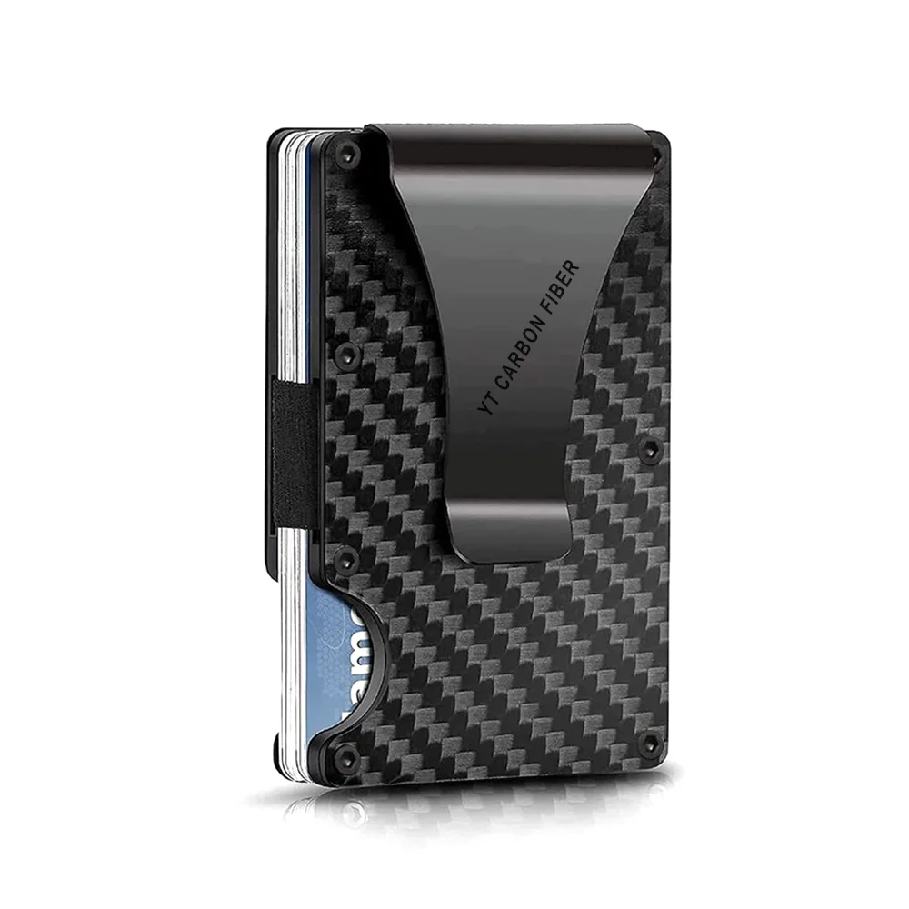 Carbon fiber card holder 3K twill front view YTCarbon