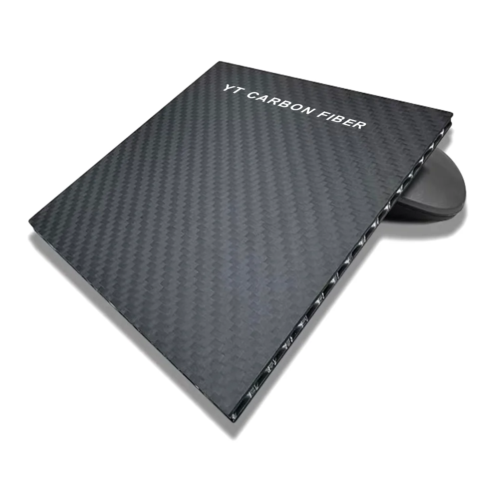 Carbon fiber sandwich panel side edge showing core layer
