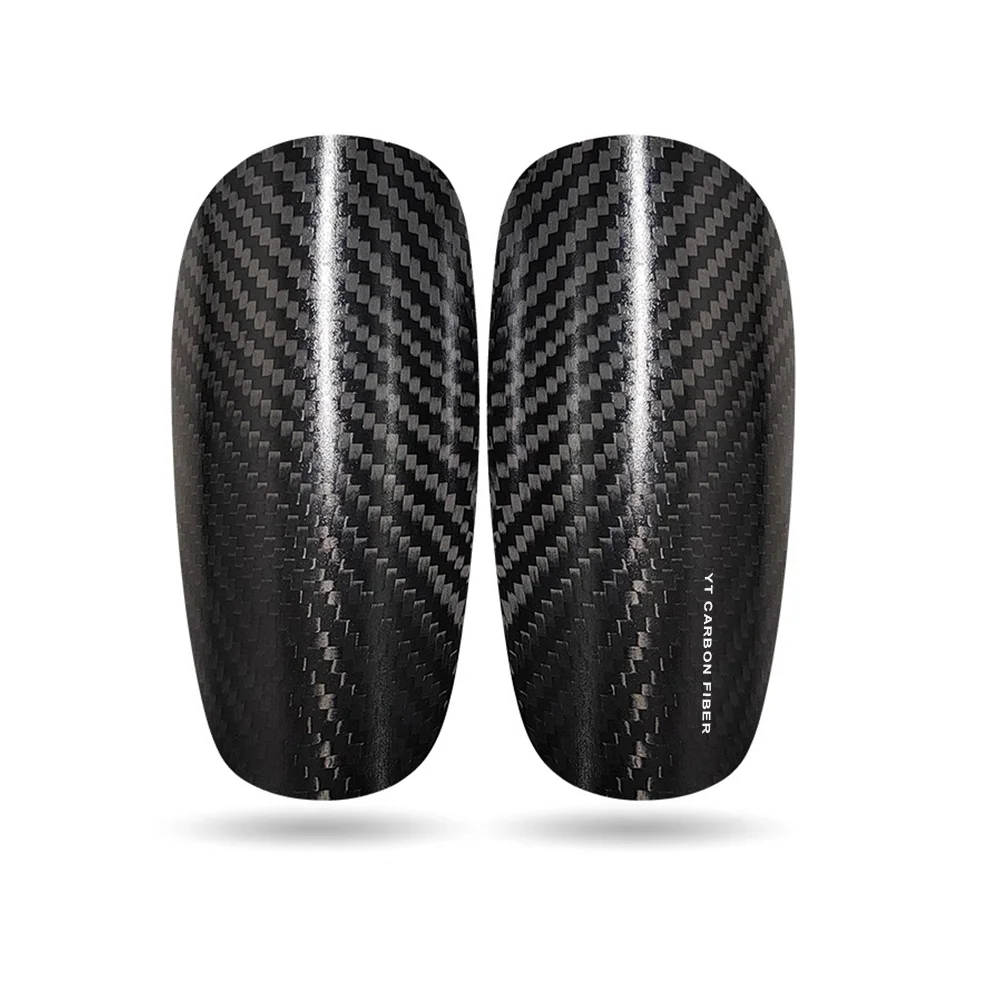 Carbon fiber shin guard 3K twill weave shell front view lightweight soccer China YTCarbon