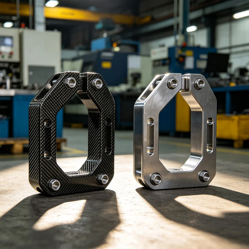 CFRP fixture compared with steel fixture showing 60 percent weight reduction China YTCarbon factory