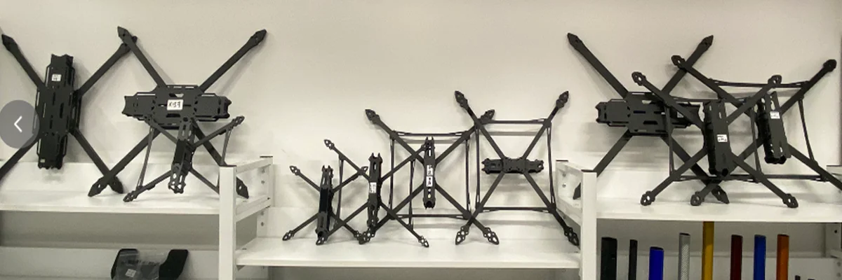 Complete range of carbon fiber FPV and drone parts manufactured by YTCarbon