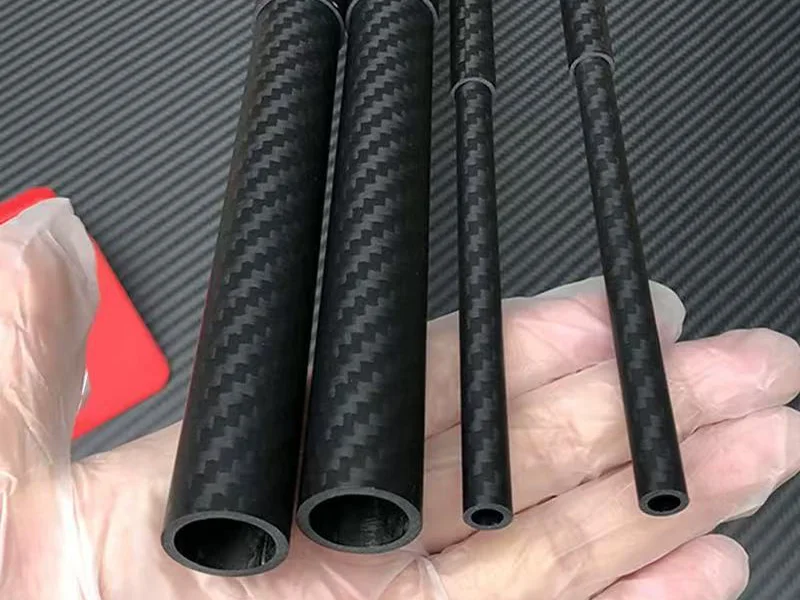 Round carbon fiber tubes in various diameters for shaft and boom applications