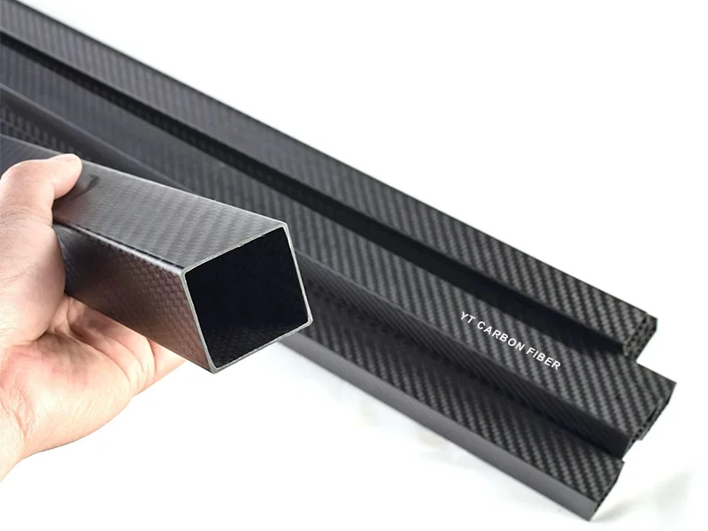 Square carbon fiber tubes showing flat mounting surfaces and corner details