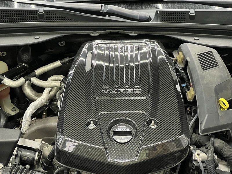High temperature carbon fiber engine bay heat shield cover and intake duct