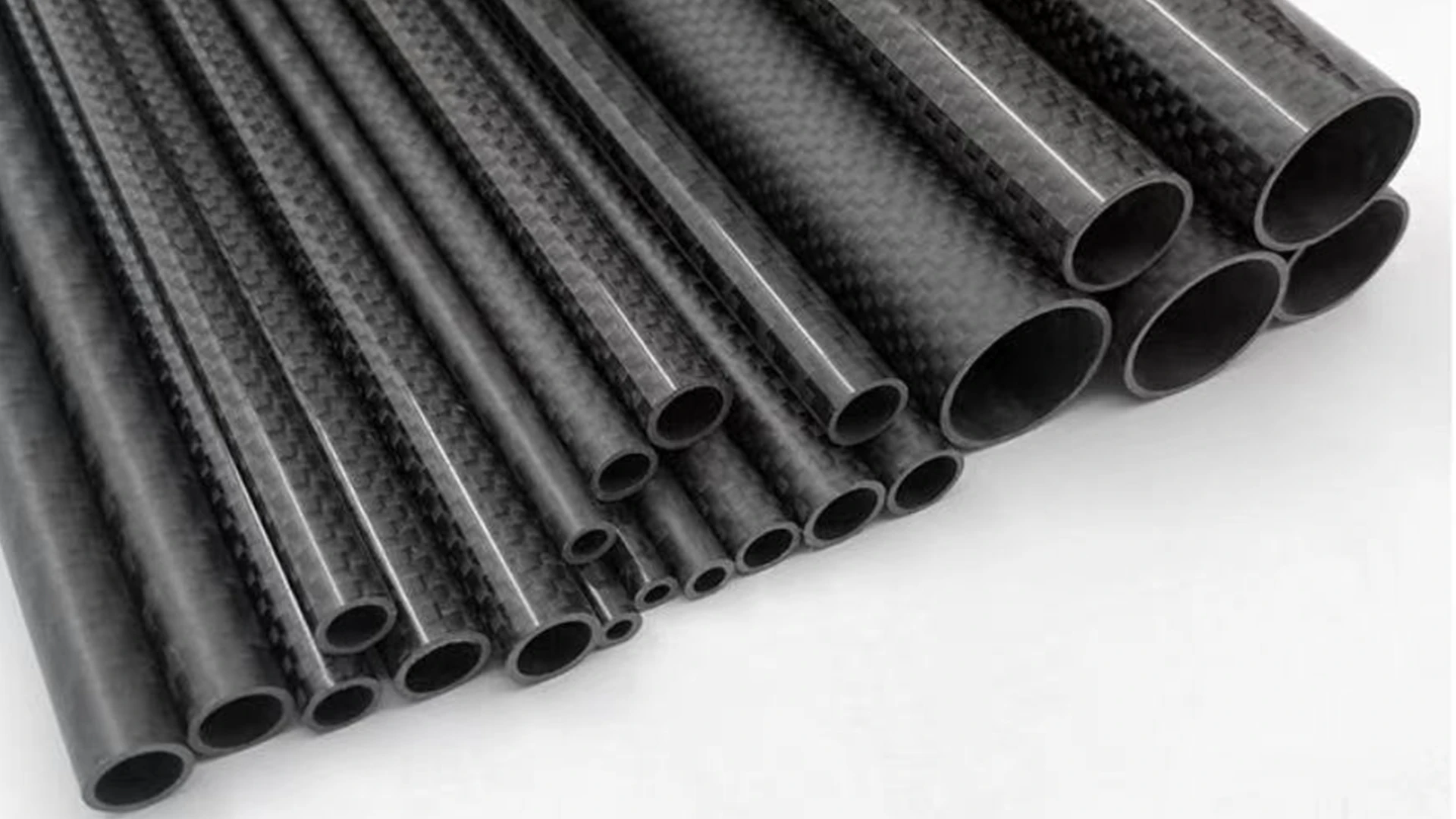 Carbon fiber round tubes for robot arm structures manufactured in China factory, 3K matte twill finish