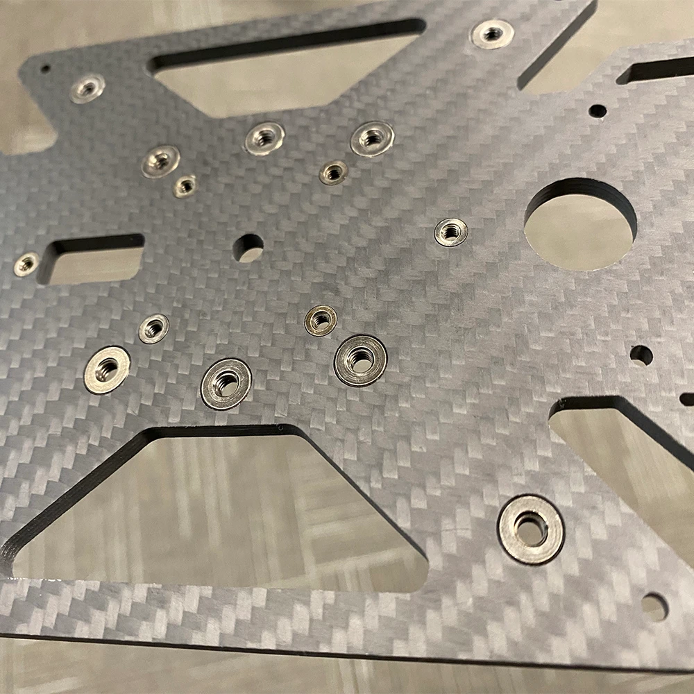 Full depth countersunk holes on 4mm carbon fiber sheet for flush hardware