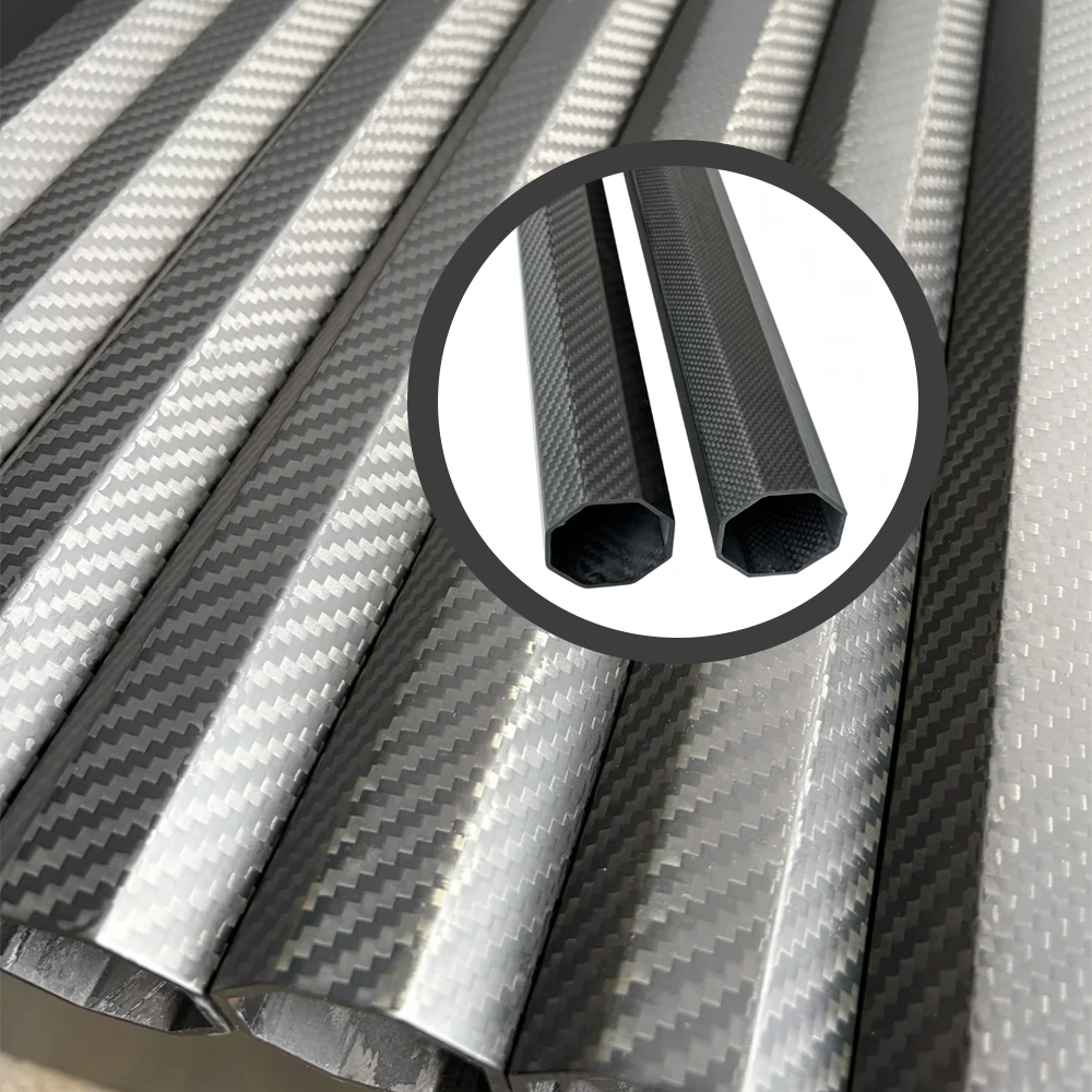 Anti-twist octagonal carbon fiber tube assembled with CNC aluminum motor mount clamp
