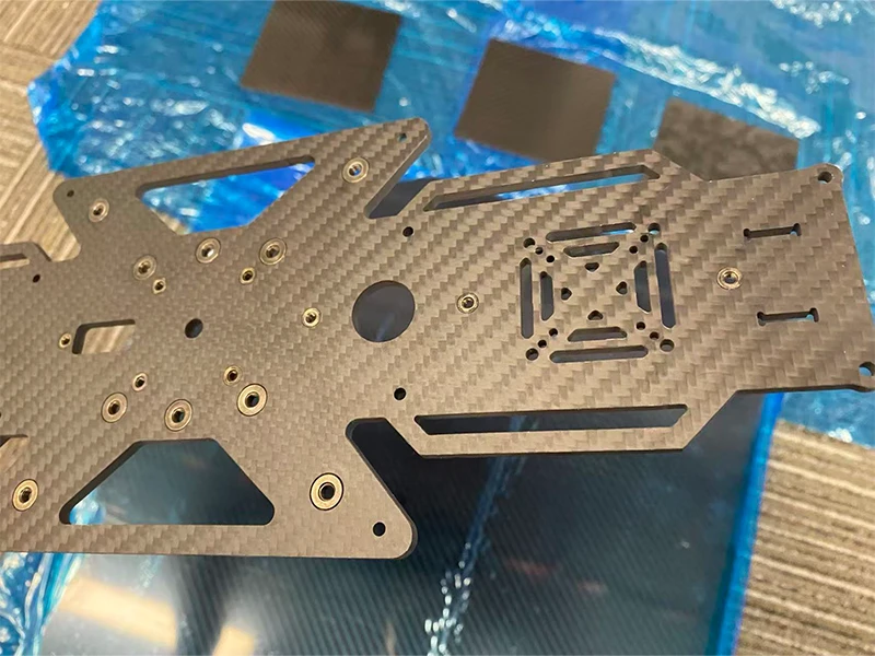 Precision CNC cut carbon fiber drone frame plates and multirotor arms