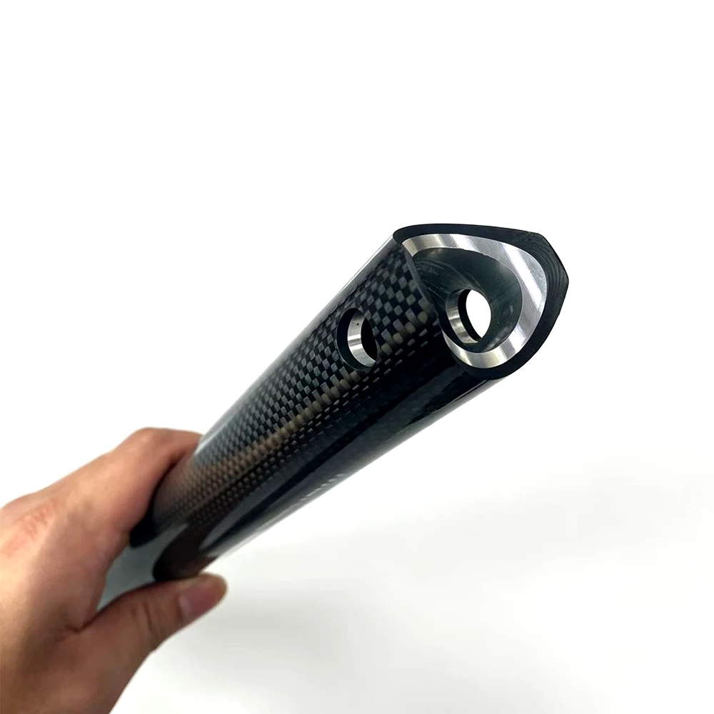 Factory CNC drilled internal cable routing holes on carbon aluminum bicycle tube
