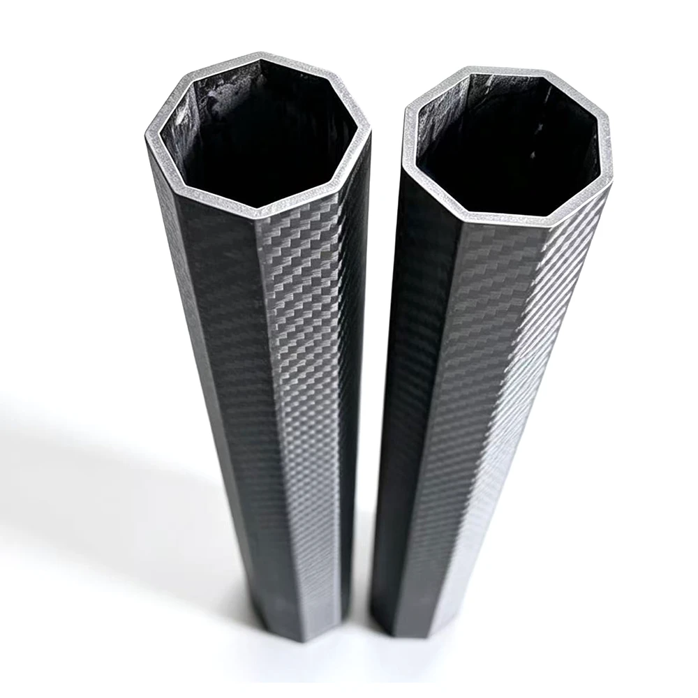 Roll-wrapped octagonal carbon fiber tube 3K twill matte finish for drone arms