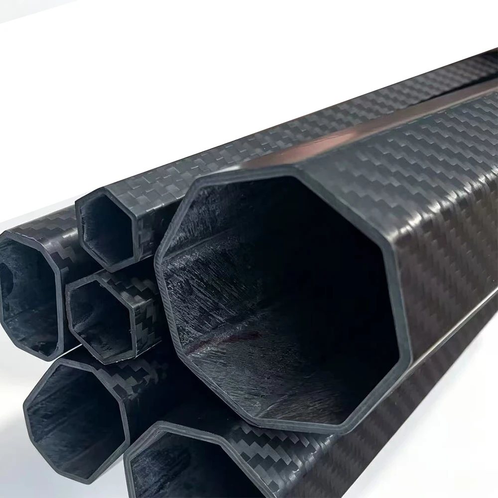 Cross-section view of precision octagonal carbon fiber tubing with uniform wall thickness